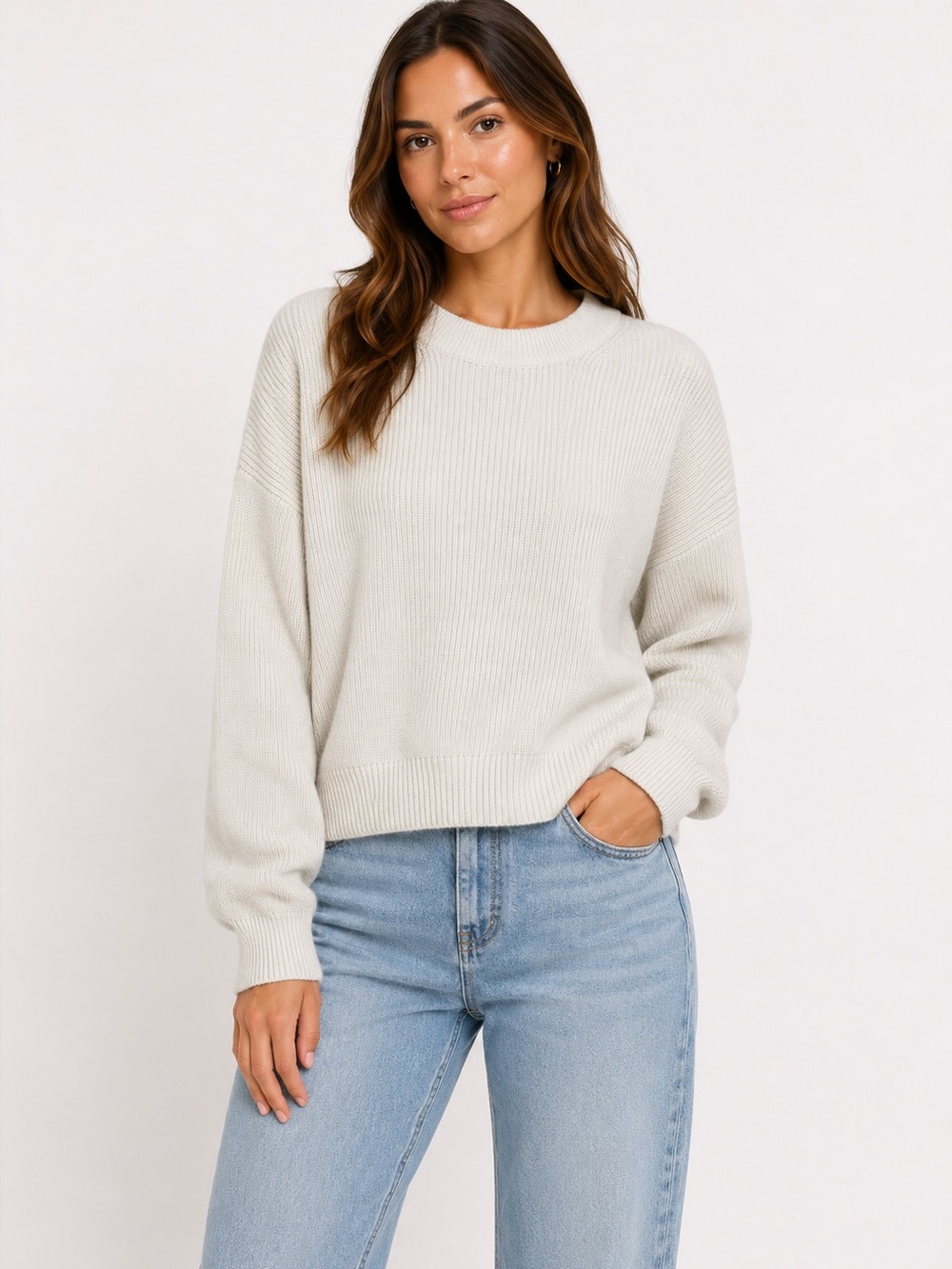Aritzia Wilfred White Knit Sweater Medium